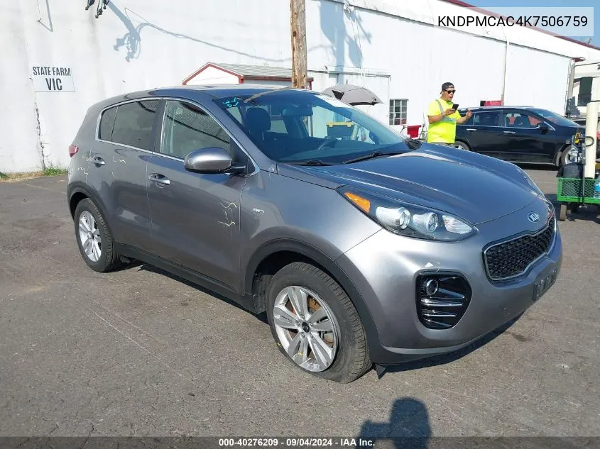 KNDPMCAC4K7506759 2019 Kia Sportage Lx