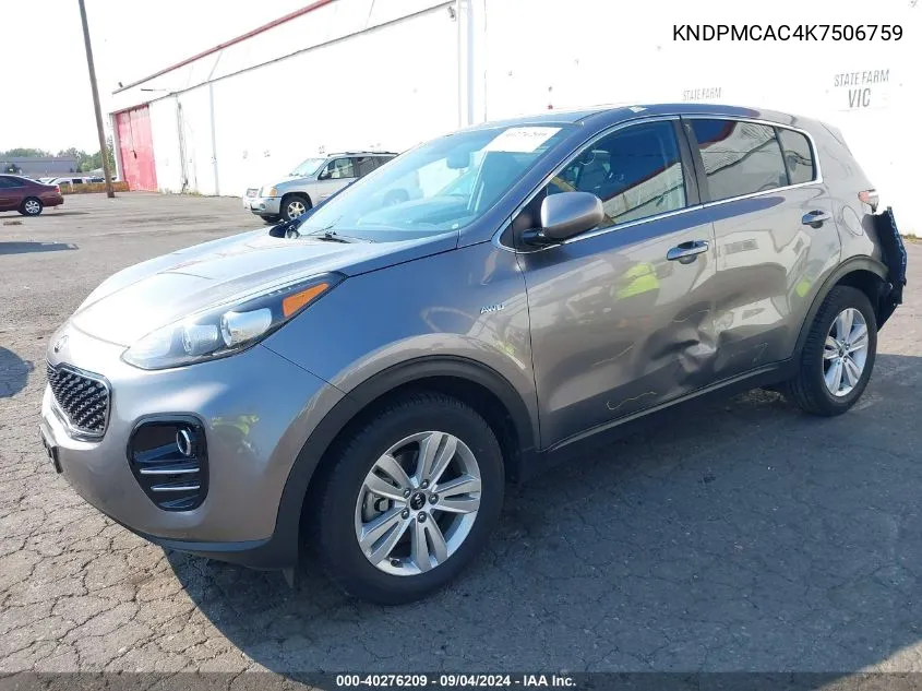 KNDPMCAC4K7506759 2019 Kia Sportage Lx