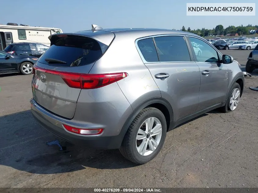 KNDPMCAC4K7506759 2019 Kia Sportage Lx