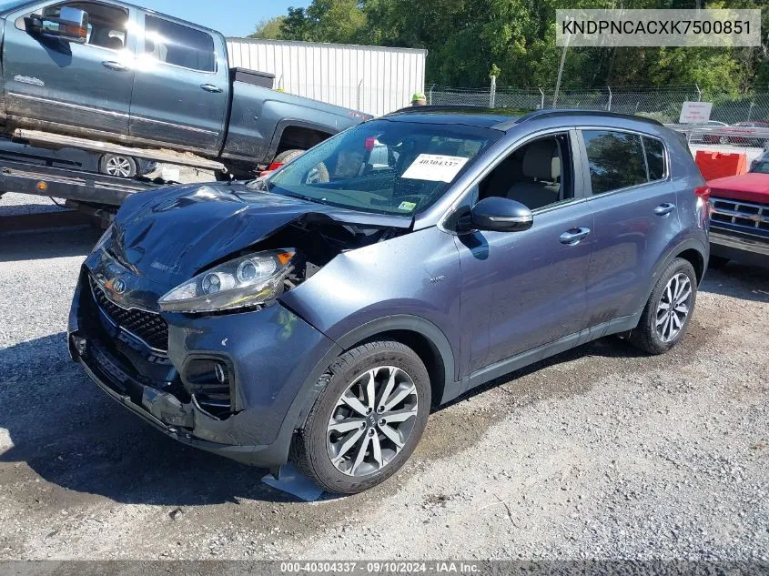 KNDPNCACXK7500851 2019 Kia Sportage Ex