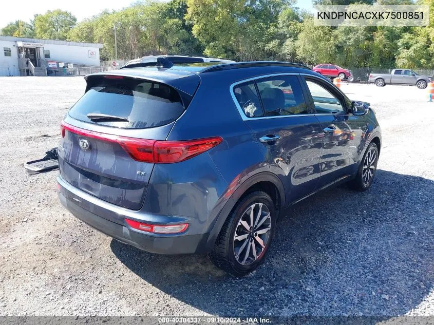 KNDPNCACXK7500851 2019 Kia Sportage Ex