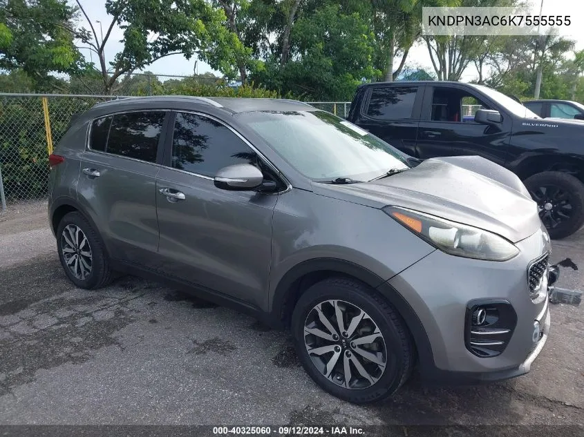 2019 Kia Sportage Ex VIN: KNDPN3AC6K7555555 Lot: 40325060