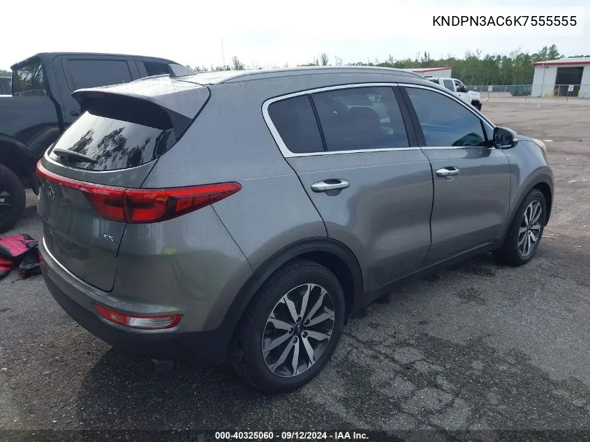 2019 Kia Sportage Ex VIN: KNDPN3AC6K7555555 Lot: 40325060