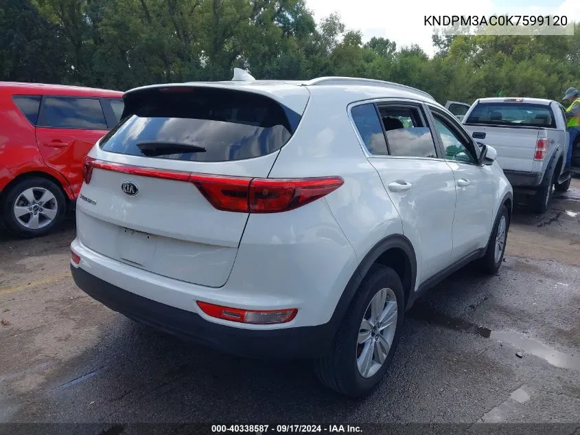 2019 Kia Sportage Lx VIN: KNDPM3AC0K7599120 Lot: 40338587