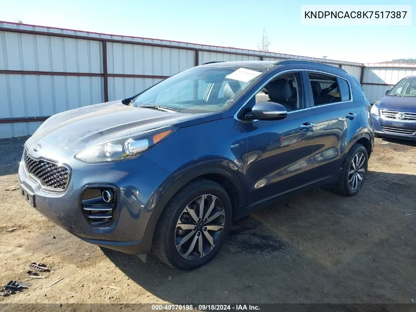 KNDPNCAC8K7517387 2019 Kia Sportage Ex