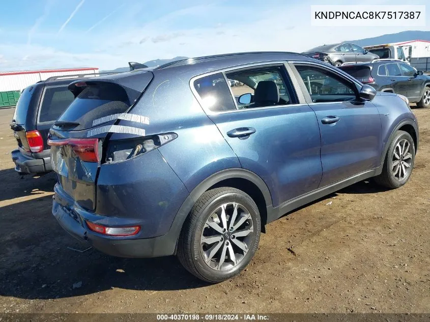 2019 Kia Sportage Ex VIN: KNDPNCAC8K7517387 Lot: 40370198