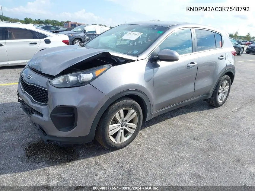 2019 Kia Sportage Lx VIN: KNDPM3AC3K7548792 Lot: 40377657