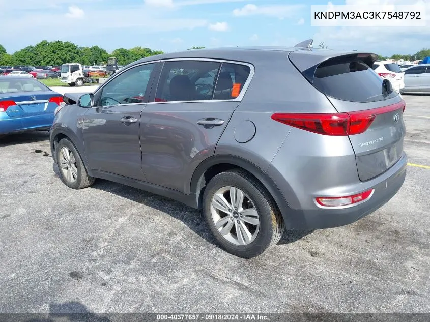 2019 Kia Sportage Lx VIN: KNDPM3AC3K7548792 Lot: 40377657