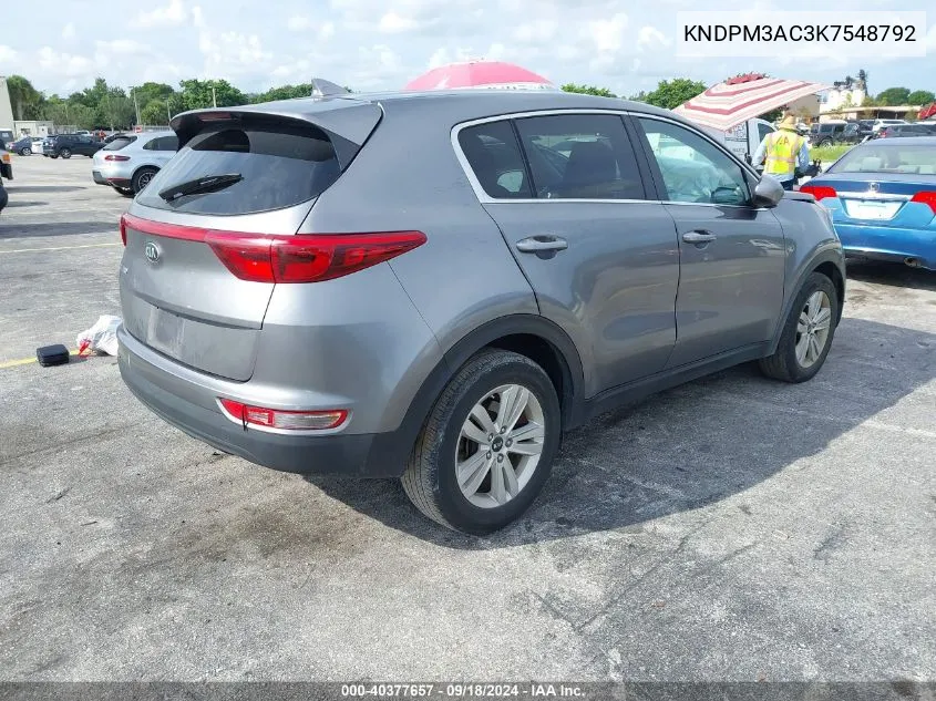 2019 Kia Sportage Lx VIN: KNDPM3AC3K7548792 Lot: 40377657