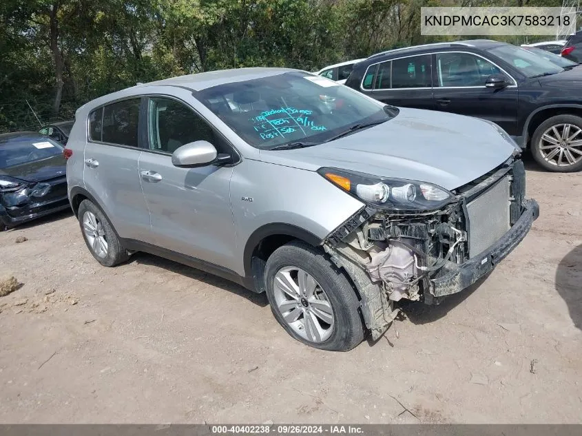 KNDPMCAC3K7583218 2019 Kia Sportage Lx