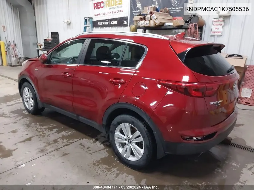 2019 Kia Sportage Lx VIN: KNDPMCAC1K7505536 Lot: 40404771