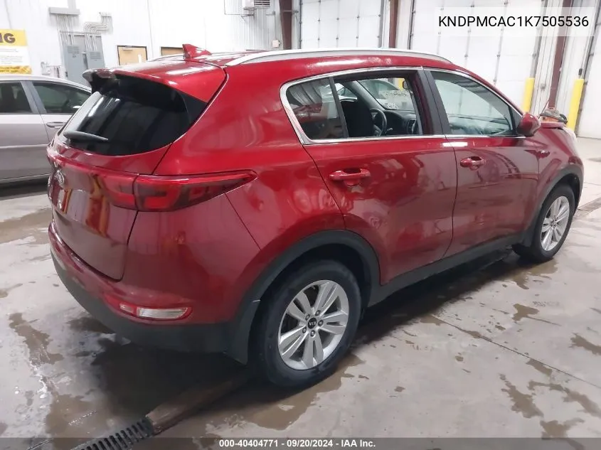 2019 Kia Sportage Lx VIN: KNDPMCAC1K7505536 Lot: 40404771