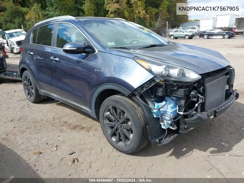 KNDPNCAC1K7567905 2019 Kia Sportage Ex