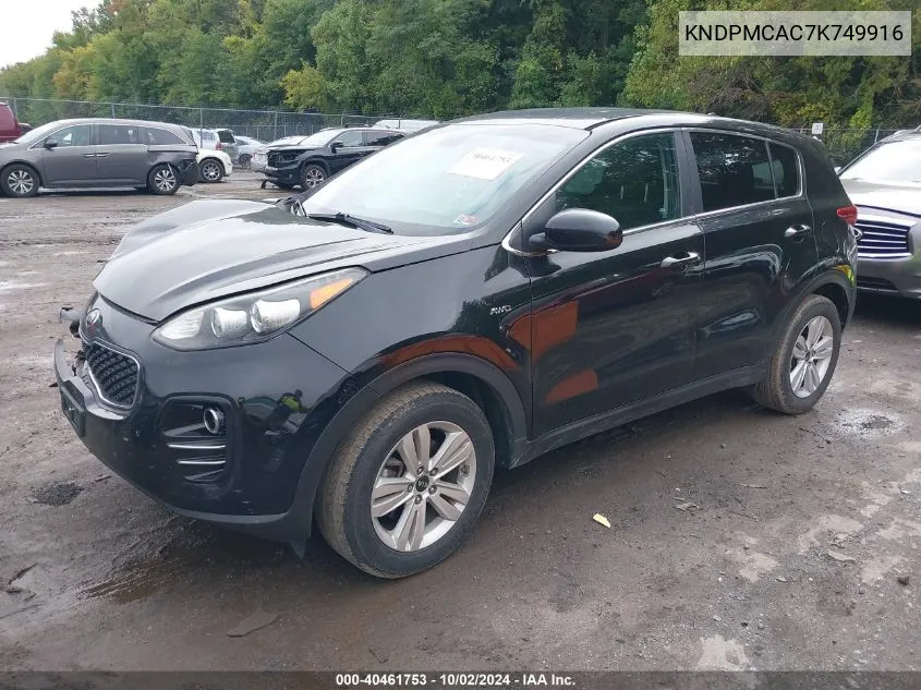 2019 Kia Sportage Lx VIN: KNDPMCAC7K749916 Lot: 40461753