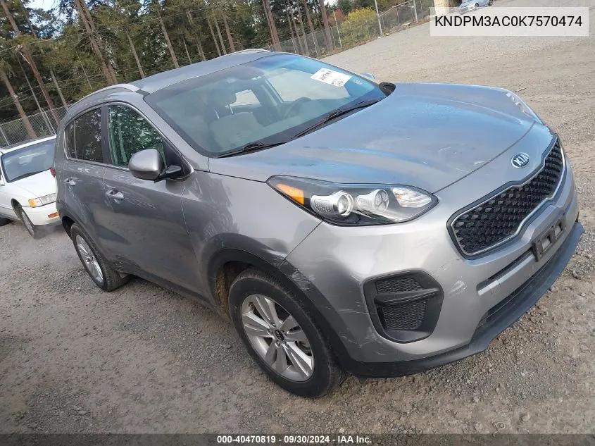 2019 Kia Sportage Lx VIN: KNDPM3AC0K7570474 Lot: 40470819