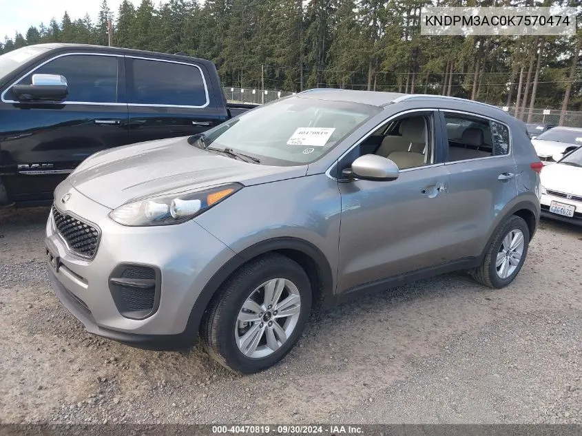 2019 Kia Sportage Lx VIN: KNDPM3AC0K7570474 Lot: 40470819