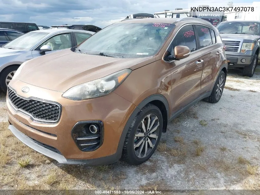 2019 Kia Sportage Ex VIN: KNDPN3AC3K7497078 Lot: 40471553