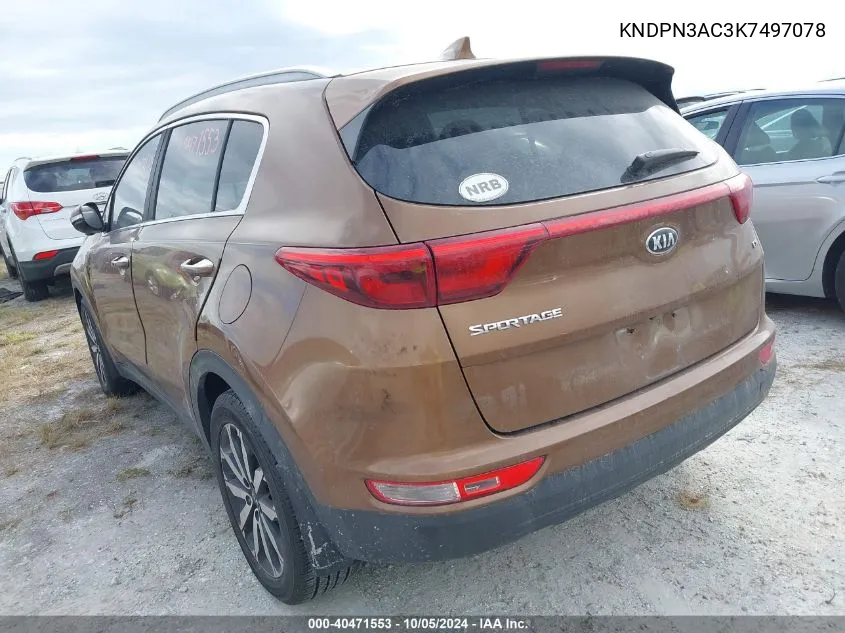 2019 Kia Sportage Ex VIN: KNDPN3AC3K7497078 Lot: 40471553