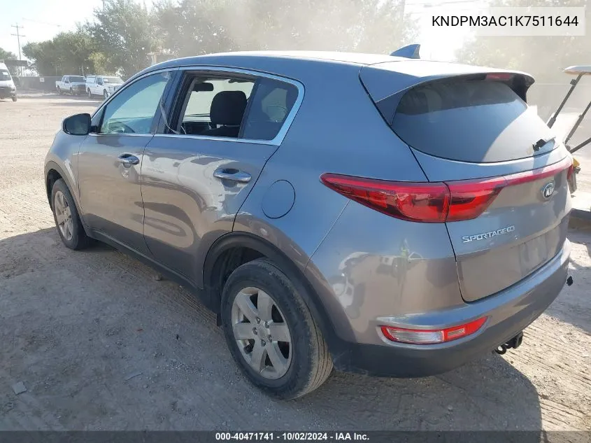 2019 Kia Sportage Lx VIN: KNDPM3AC1K7511644 Lot: 40471741