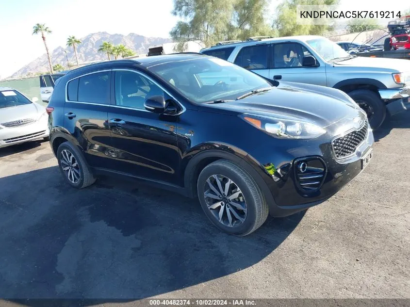 2019 Kia Sportage Ex VIN: KNDPNCAC5K7619214 Lot: 40482374