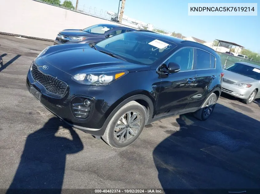 2019 Kia Sportage Ex VIN: KNDPNCAC5K7619214 Lot: 40482374