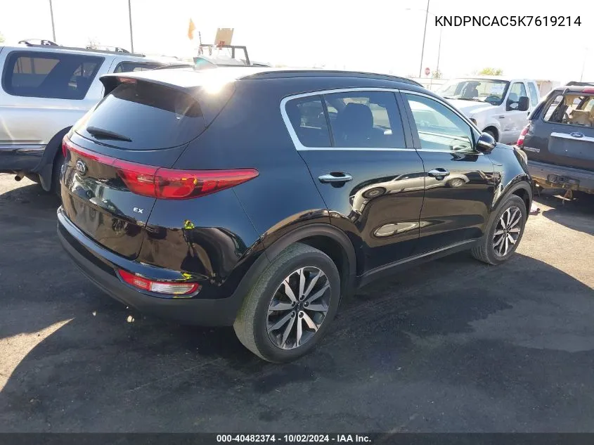 2019 Kia Sportage Ex VIN: KNDPNCAC5K7619214 Lot: 40482374