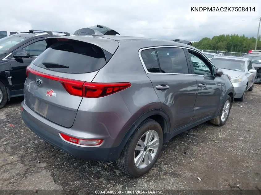 2019 Kia Sportage Lx VIN: KNDPM3AC2K7508414 Lot: 40485230