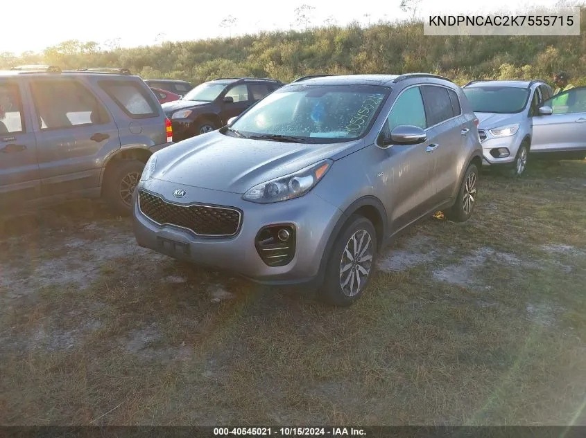 2019 Kia Sportage Ex VIN: KNDPNCAC2K7555715 Lot: 40545021