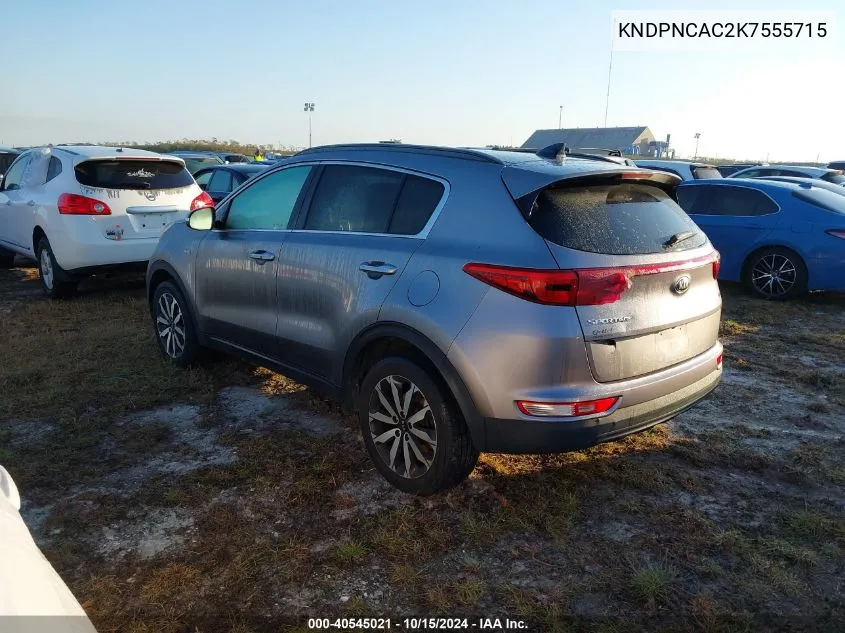 2019 Kia Sportage Ex VIN: KNDPNCAC2K7555715 Lot: 40545021