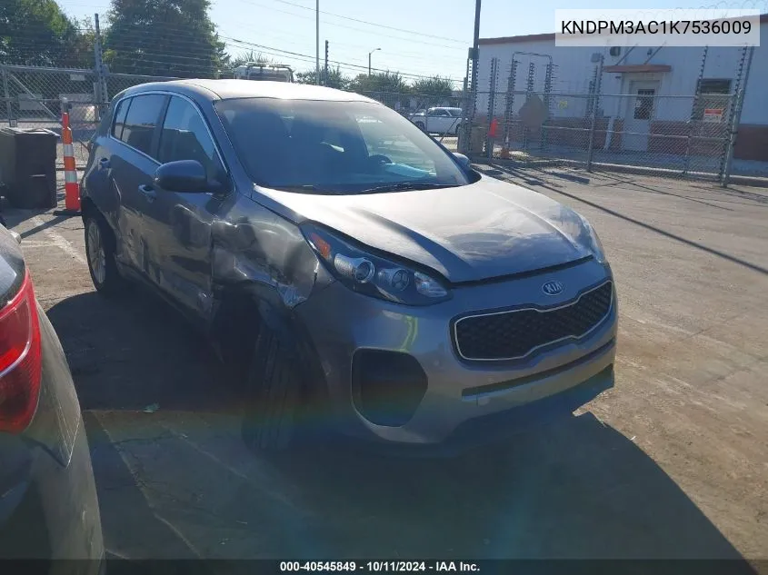 2019 Kia Sportage Lx VIN: KNDPM3AC1K7536009 Lot: 40545849