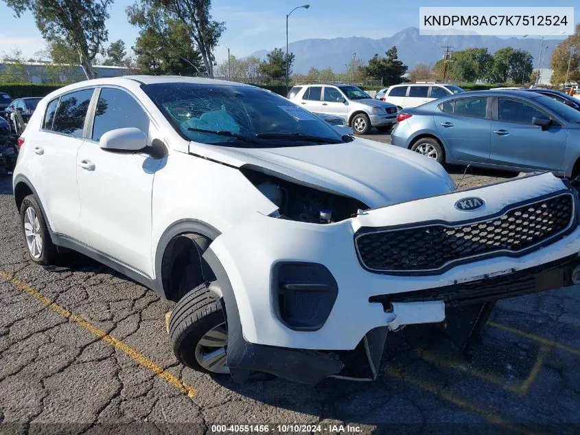 2019 Kia Sportage Lx VIN: KNDPM3AC7K7512524 Lot: 40551456