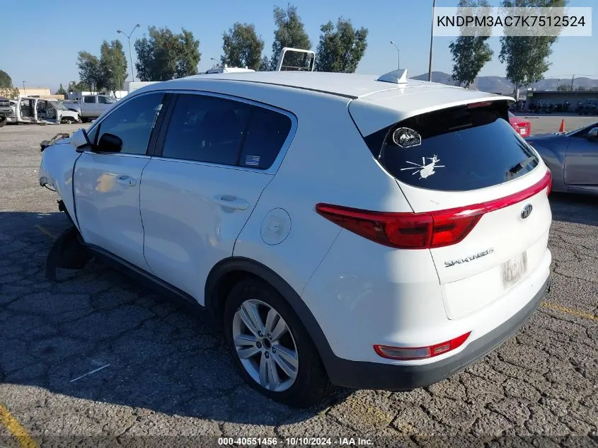 2019 Kia Sportage Lx VIN: KNDPM3AC7K7512524 Lot: 40551456