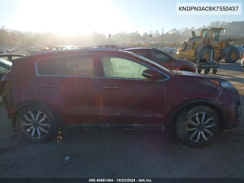 2019 Kia Sportage Ex VIN: KNDPN3AC8K7550437 Lot: 40561454