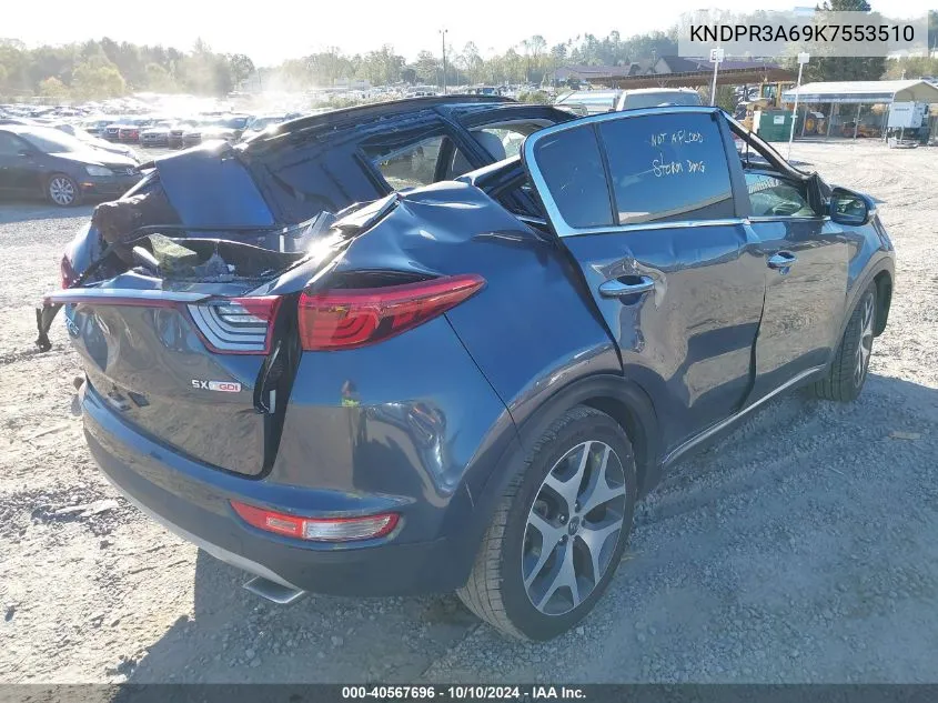 2019 Kia Sportage Sx Turbo VIN: KNDPR3A69K7553510 Lot: 40567696