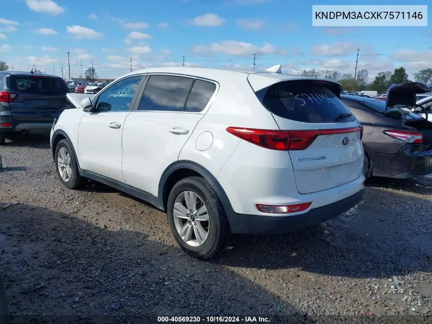 2019 Kia Sportage Lx VIN: KNDPM3ACXK7571146 Lot: 40569230