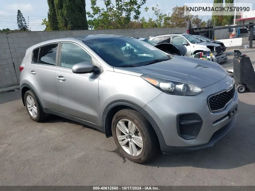 2019 Kia Sportage Lx VIN: KNDPM3AC3K7578990 Lot: 40612580