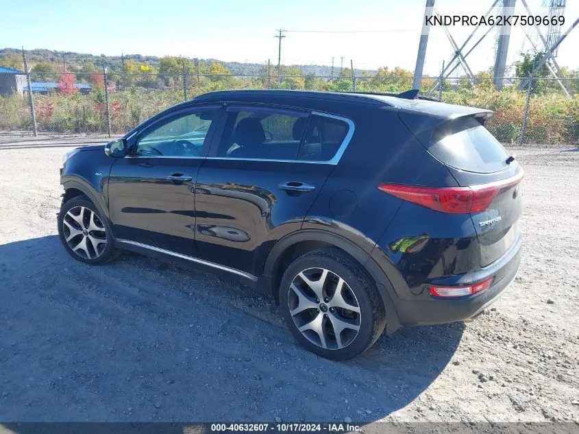 2019 Kia Sportage Sx Turbo VIN: KNDPRCA62K7509669 Lot: 40632607