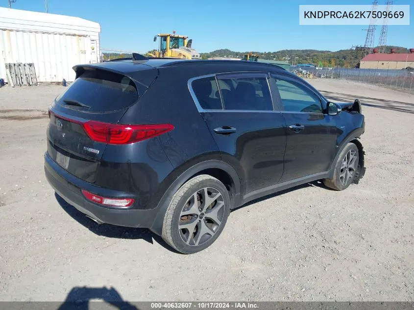 2019 Kia Sportage Sx Turbo VIN: KNDPRCA62K7509669 Lot: 40632607