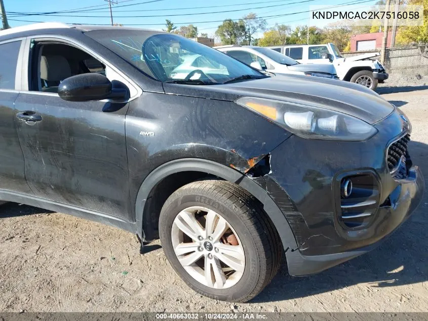 2019 Kia Sportage Lx VIN: KNDPMCAC2K7516058 Lot: 40663032