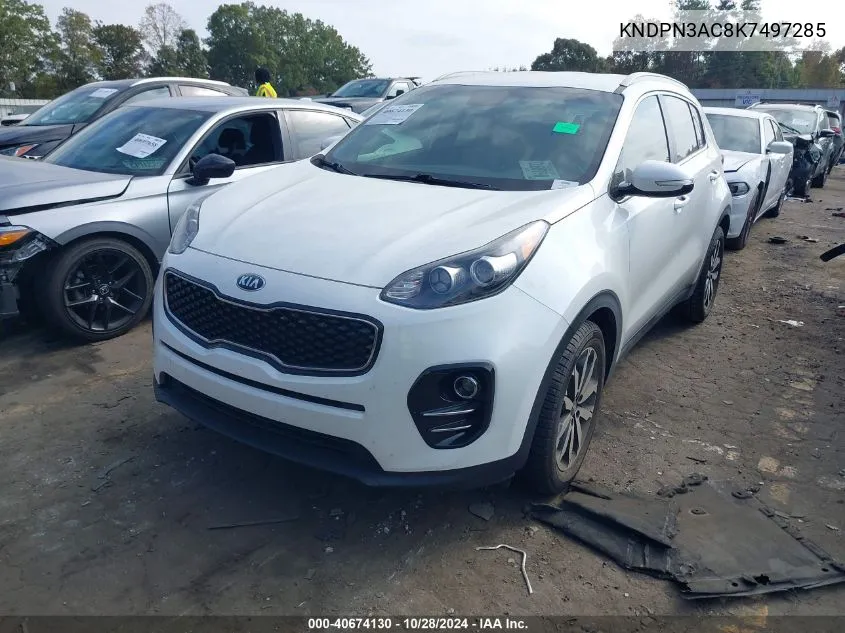 2019 Kia Sportage Ex VIN: KNDPN3AC8K7497285 Lot: 40674130