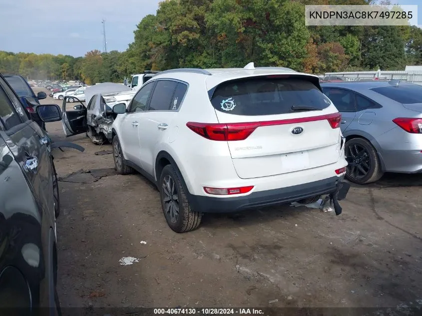 2019 Kia Sportage Ex VIN: KNDPN3AC8K7497285 Lot: 40674130