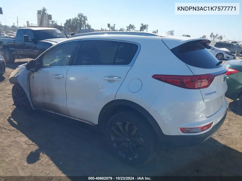 2019 Kia Sportage Ex VIN: KNDPN3AC1K7577771 Lot: 40682079