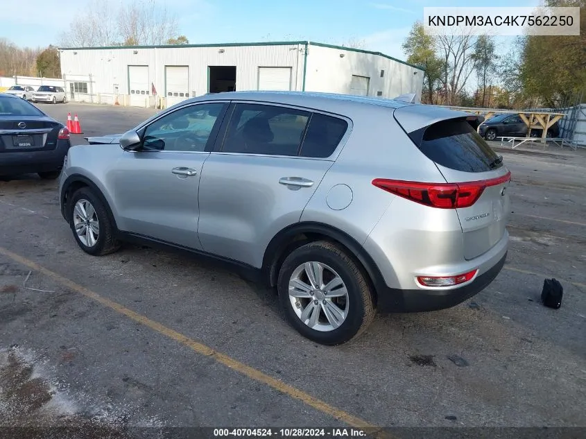 2019 Kia Sportage Lx VIN: KNDPM3AC4K7562250 Lot: 40704524