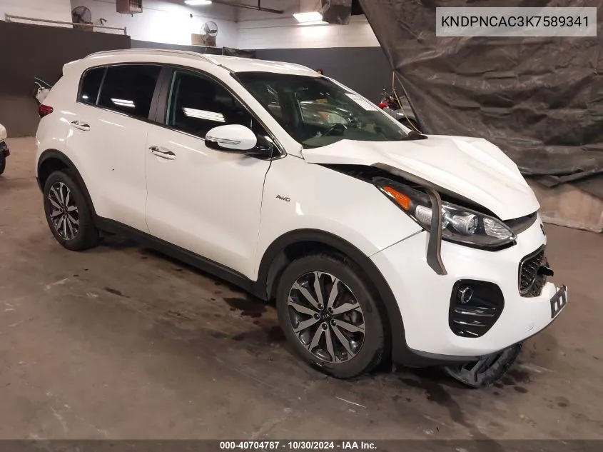 KNDPNCAC3K7589341 2019 Kia Sportage Ex