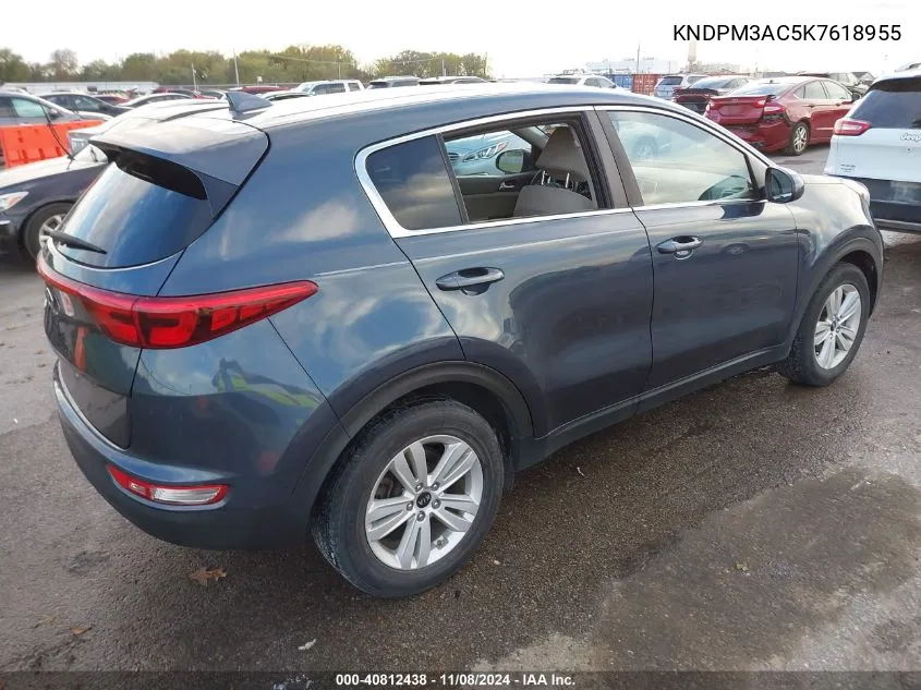 2019 Kia Sportage Lx VIN: KNDPM3AC5K7618955 Lot: 40812438