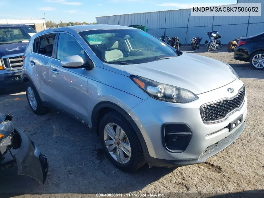 2019 Kia Sportage Lx VIN: KNDPM3AC8K7506652 Lot: 40828811