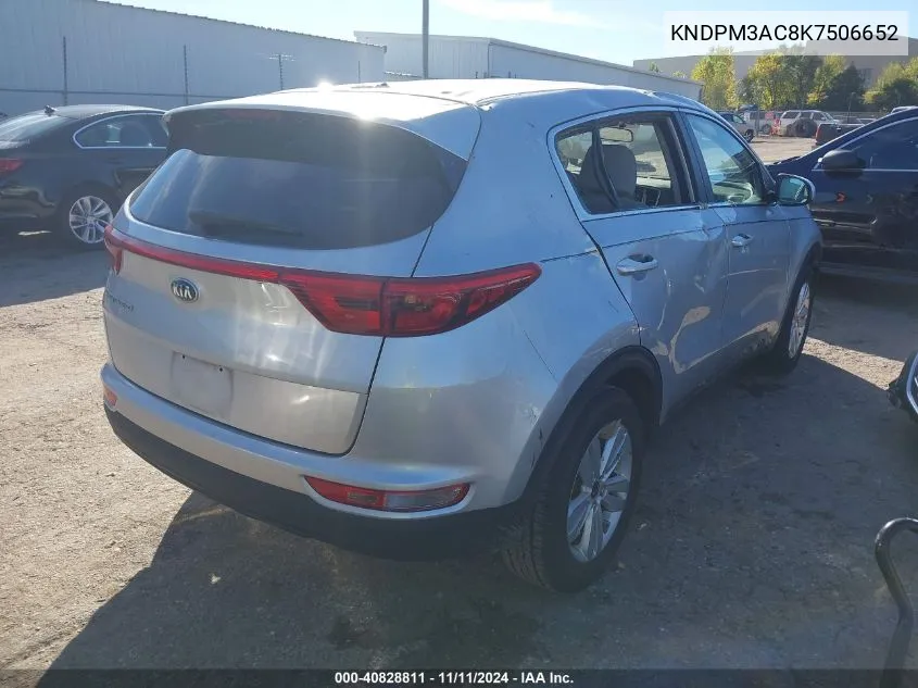 2019 Kia Sportage Lx VIN: KNDPM3AC8K7506652 Lot: 40828811