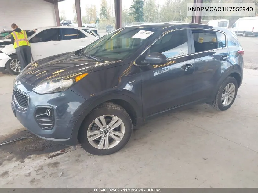 2019 Kia Sportage Lx VIN: KNDPMCAC1K7552940 Lot: 40832509