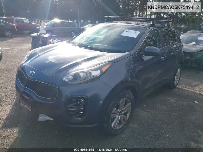 2019 Kia Sportage Lx VIN: KNDPMCAC5K7549412 Lot: 40891975