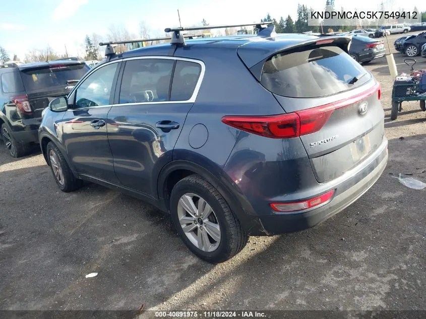 2019 Kia Sportage Lx VIN: KNDPMCAC5K7549412 Lot: 40891975